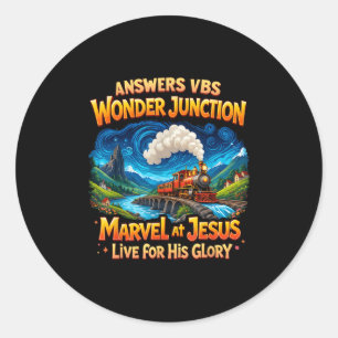 Christian Camp Vbs 2025 Wonder His Glory Junction  Classic Round Sticker