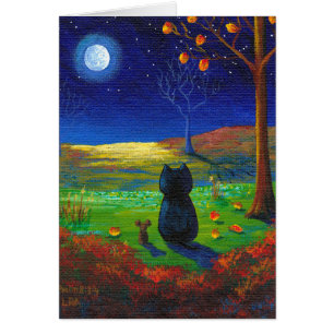 Christian Cat Moon Fall Leaves Creationarts