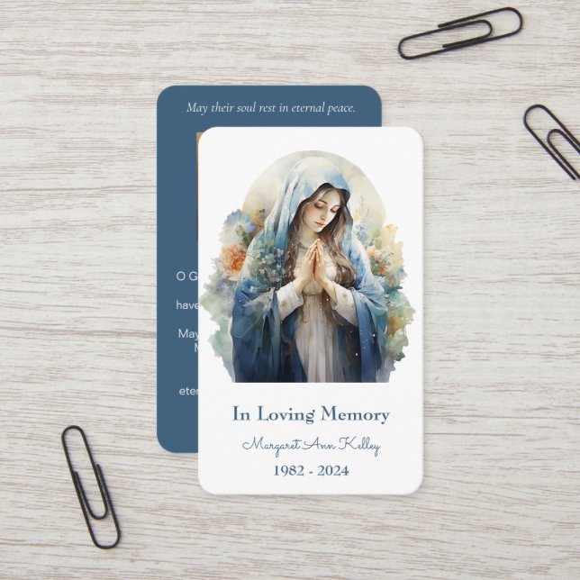 Christian Catholic Holy Mary Prayer Card (Front/Back In Situ)