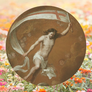 Christian Catholic Jesus Christ is risen Easter Classic Round Sticker
