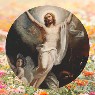 Christian Catholic Jesus Christ is risen Easter Classic Round Sticker