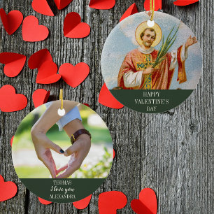 Christian Catholic Photo Happy Valentine's Day Ceramic Tree Decoration