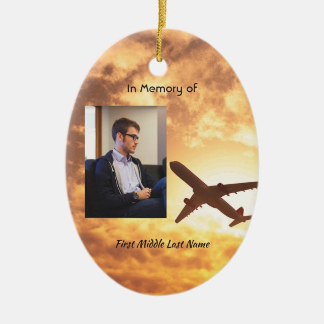 Christian Celebration Life Keepsake Aeroplane Pilo Ceramic Tree Decoration (Front)