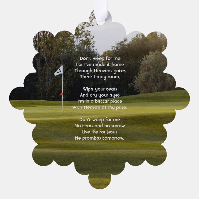Christian Celebration Life Keepsake Golf Golfing  Tree Decoration Card (Back)