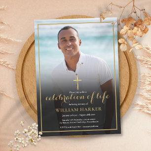 Christian Celebration Of Life Photo Funeral Invitation