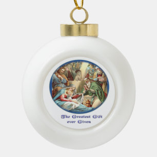 Christian Ceramic Ball Christmas Ornament
