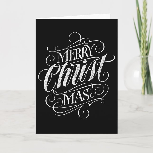 Christian Christ Christmas Chalkboard Calligraphy Holiday Card (Front)