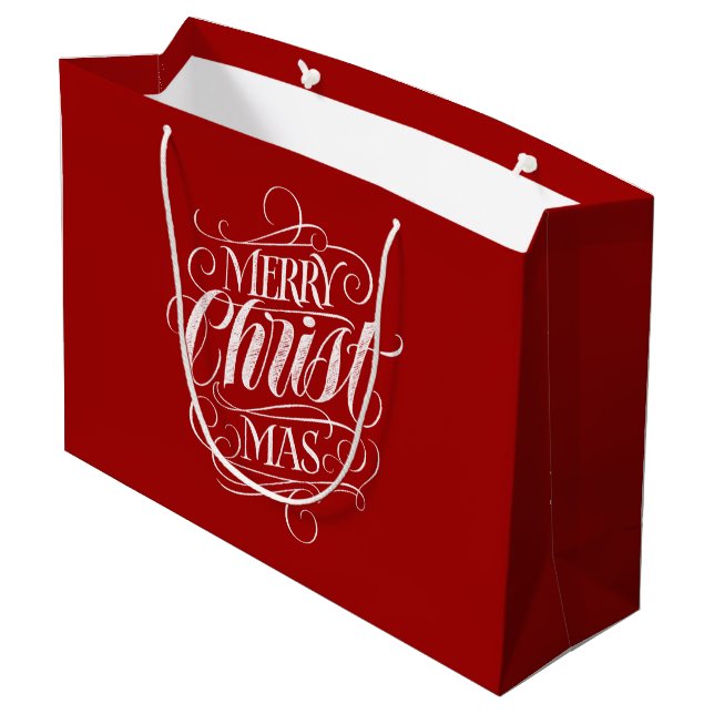 Christian Christ Christmas Chalkboard Calligraphy Large Gift Bag (Back Angled)