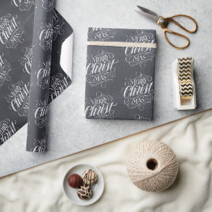Christian Christ Christmas Jesus Chalk Lettering Wrapping Paper