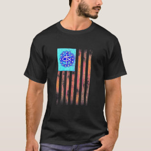 Christian Christ Cross Fish Patriotic Usa Flag Coo T-Shirt