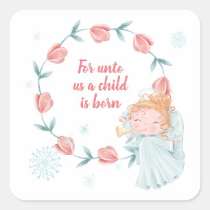 Christian Christmas Angel Square Sticker