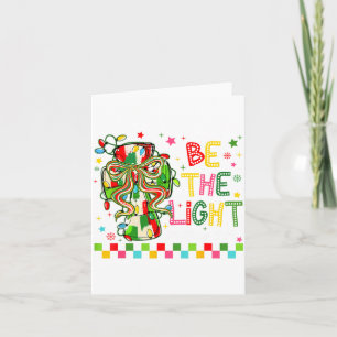 Christian Christmas Be The Light Coquette Bow Cros Card