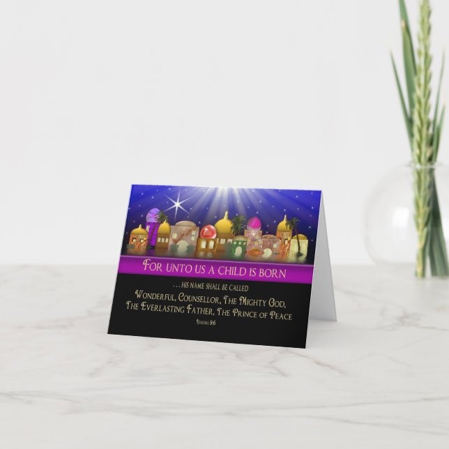 Christian Christmas - Bethlehem Isaiah 9:6 - Star Holiday Card (Front)