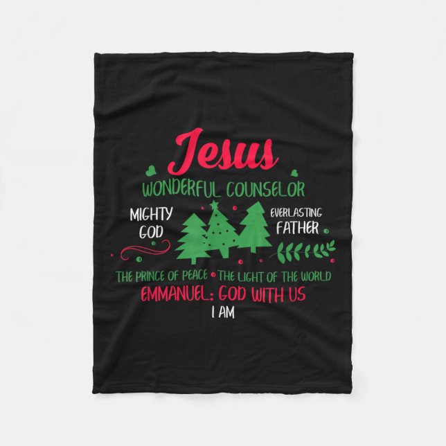 Christian Christmas Bible God With Us Jesus Tree  Fleece Blanket (Front)