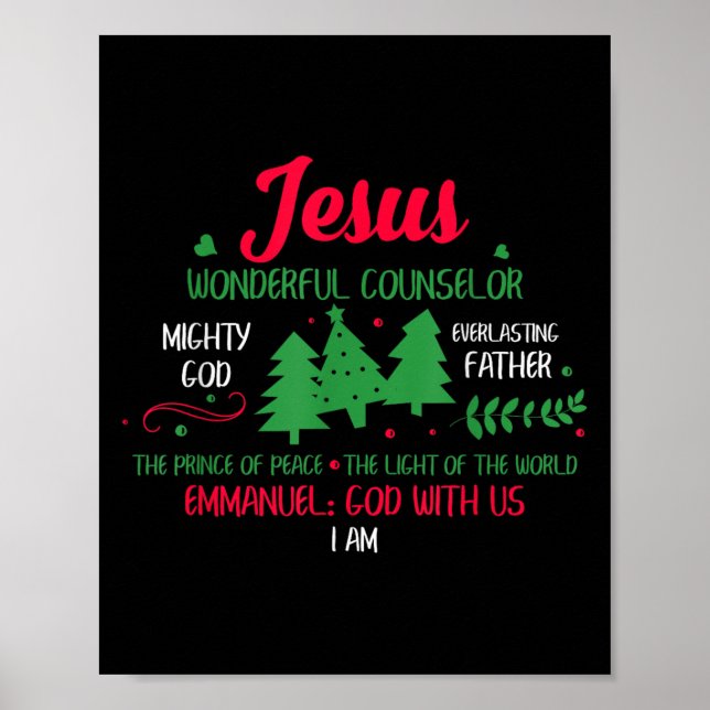 Christian Christmas Bible God With Us Jesus Tree  Poster (Front)