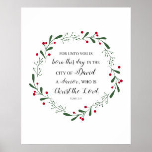 Christian Christmas Bible Verse Jesus Saviour Luke Poster