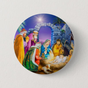 Christian Christmas card 6 Cm Round Badge