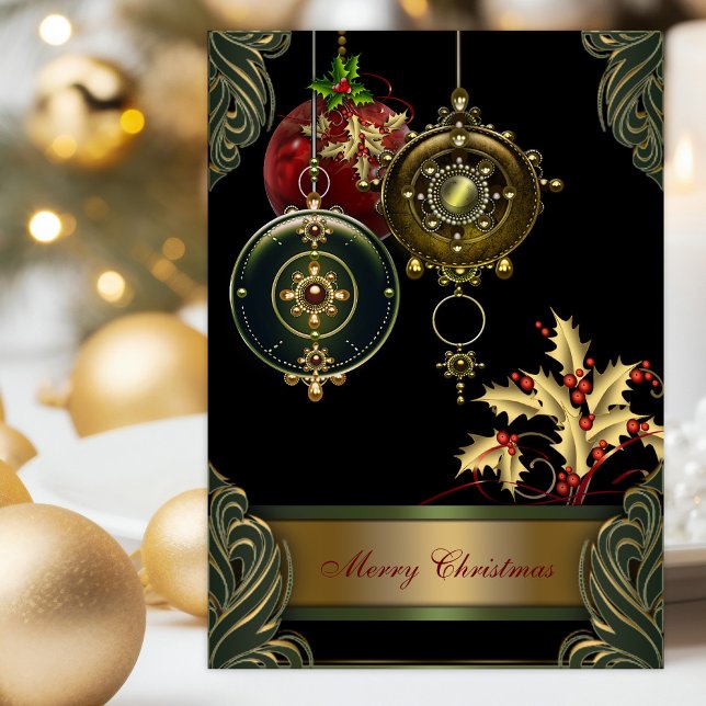 Christian Christmas Cards (Christian Christmas card with beautiful ornaments, holly, and scripture verses.)