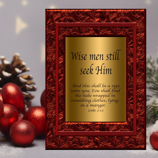 Christian Christmas Cards (Christian Christmas card with scriptures on a beautiful red and gold background.)