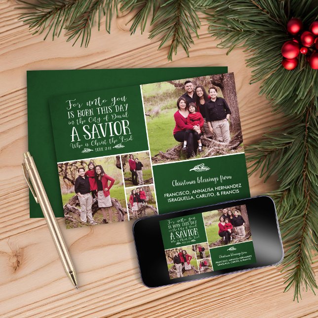 Christian Christmas Collage Luke 2 Holiday Photo (Christian Christmas Collage Luke 2 Holiday Photo Card)