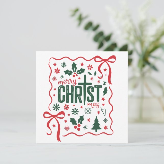 Christian Christmas Cross Sign Jesus Christ Faith Holiday Card (Standing Front)