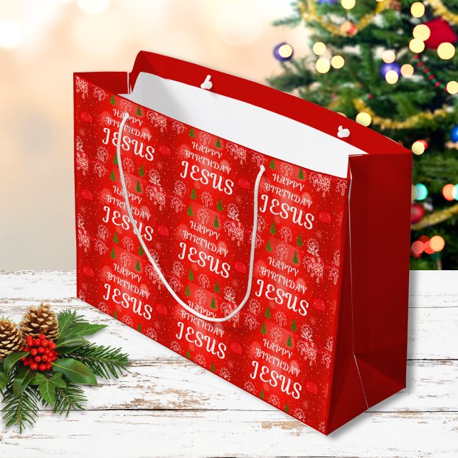 Christian Christmas Gift Bags Happy Birthday Jesus (Happy Birthday Jesus  Gift Wrap. Happy Birthday Jesus Gift Bags. Personalized Christian Gift Bags.)