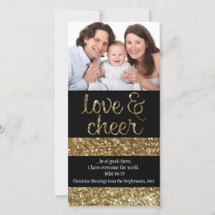 Christian Christmas Glitter Effect Love Cheer Holiday Card