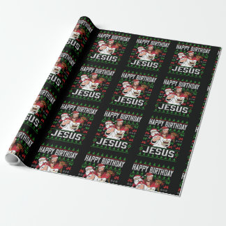 Christian Christmas HAPPY BIRTHDAY JESUS Family Ma Wrapping Paper