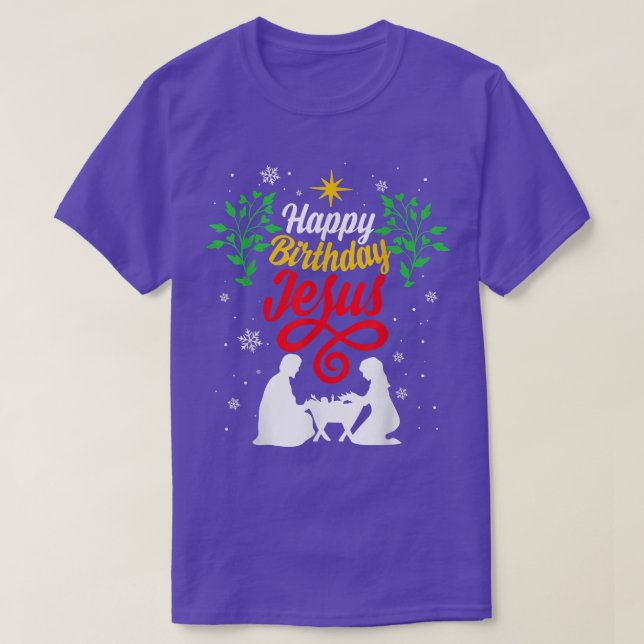 Christian Christmas Happy Birthday Jesus Outfit Ho T-Shirt (Design Front)
