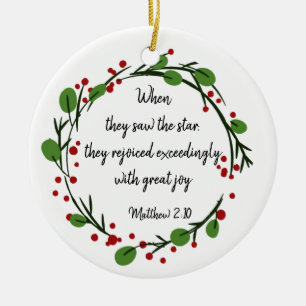 Christian Christmas Inspirational  Scripture Ceramic Tree Decoration