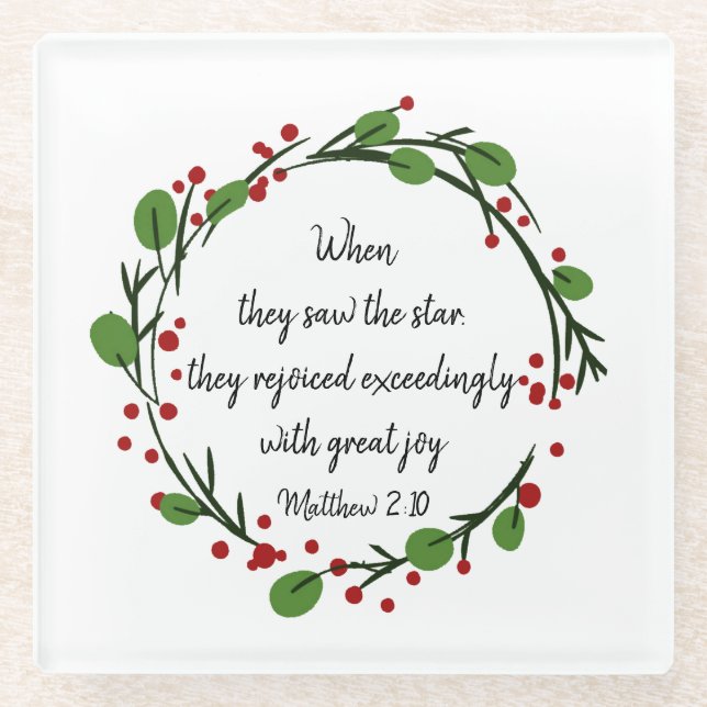 Christian Christmas Inspirational  Scripture Glass Coaster (Front)