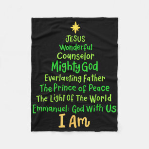 Christian Christmas Jesus Bible Christmas Tree  Fleece Blanket