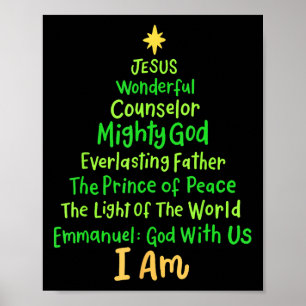 Christian Christmas Jesus Bible Christmas Tree Poster