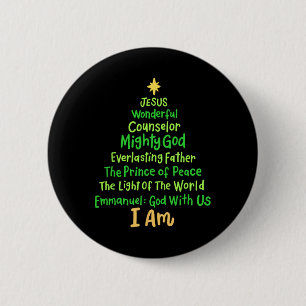 Christian Christmas Jesus Bible Names Xmas Tree Sh 6 Cm Round Badge