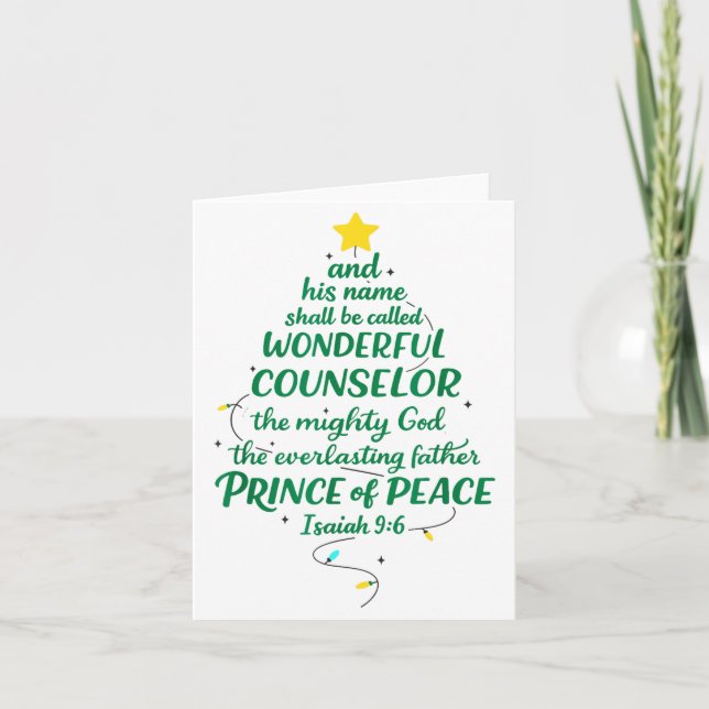 Christian Christmas Jesus Bible Names Xmas Tree Sh Card (Front)
