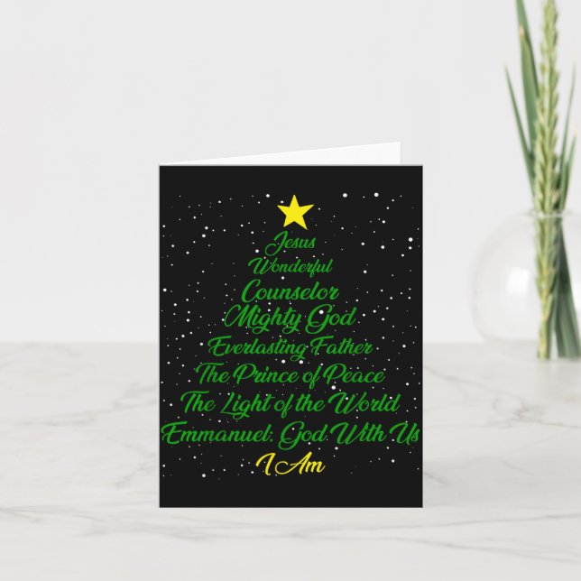 Christian Christmas Jesus Bible Names Xmas Tree Sh Card (Front)