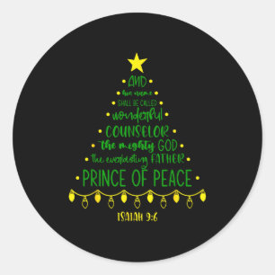 Christian Christmas Jesus Bible Names Xmas Tree Sh Classic Round Sticker