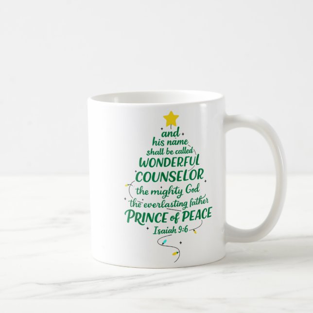 Christian Christmas Jesus Bible Names Xmas Tree Sh Coffee Mug (Right)