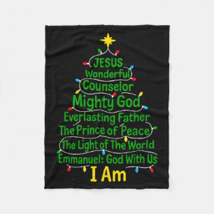 Christian Christmas Jesus Bible Names Xmas Tree Sh Fleece Blanket