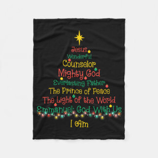 Christian Christmas Jesus Bible Names Xmas Tree Sh Fleece Blanket