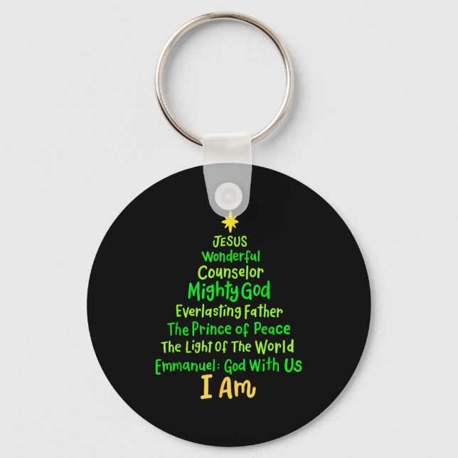 Christian Christmas Jesus Bible Names Xmas Tree Sh Key Ring (Front)