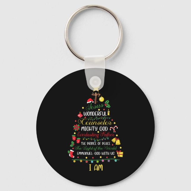 Christian Christmas Jesus Bible Names Xmas Tree Sh Key Ring (Front)