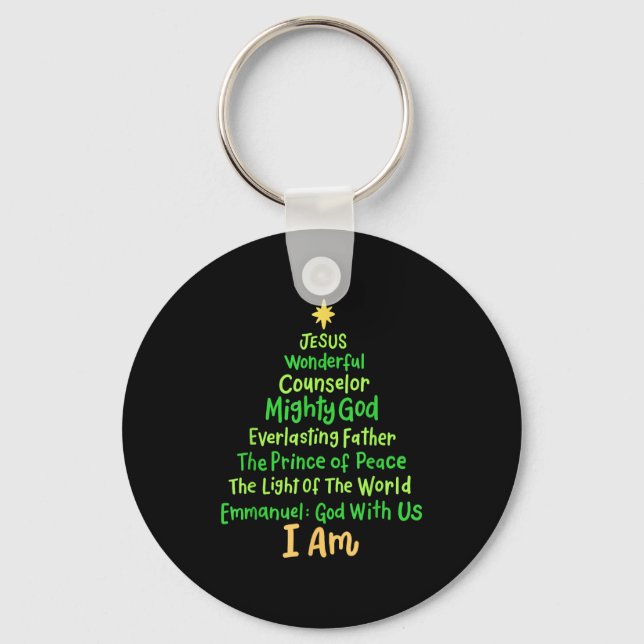 Christian Christmas Jesus Bible Names Xmas Tree Sh Key Ring (Front)