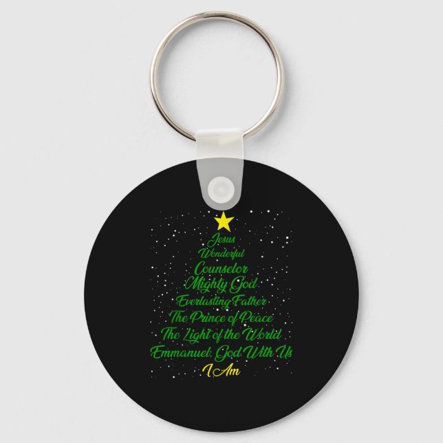 Christian Christmas Jesus Bible Names Xmas Tree Sh Key Ring (Front)