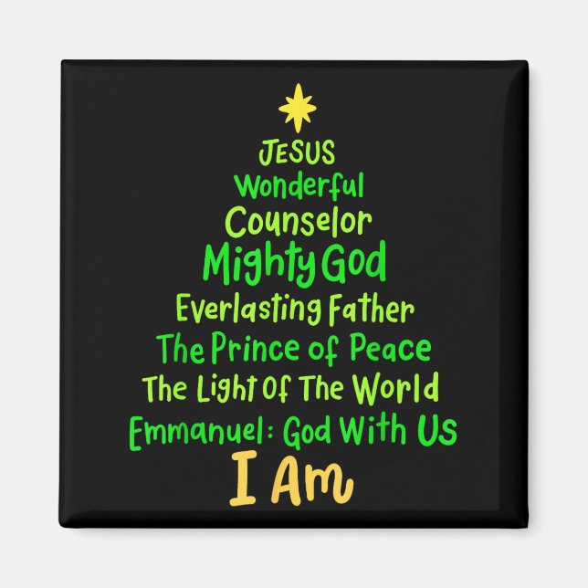 Christian Christmas Jesus Bible Names Xmas Tree Sh Magnet (Front)