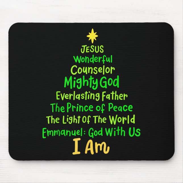 Christian Christmas Jesus Bible Names Xmas Tree Sh Mouse Mat (Front)