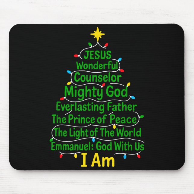 Christian Christmas Jesus Bible Names Xmas Tree Sh Mouse Mat (Front)