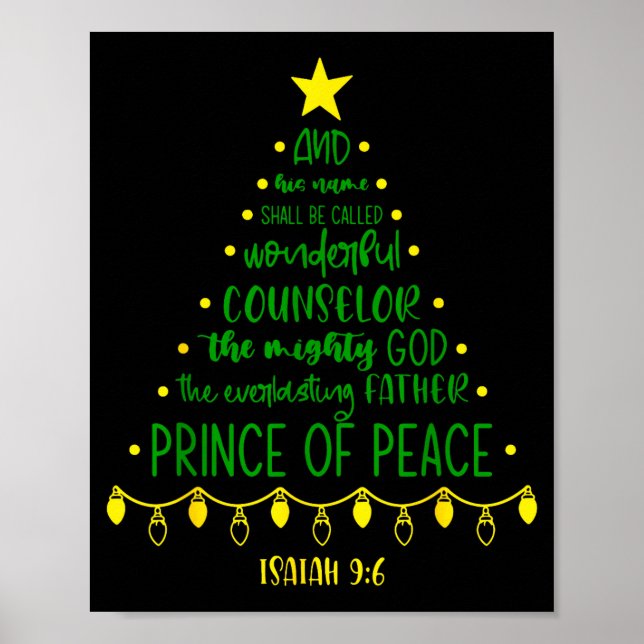 Christian Christmas Jesus Bible Names Xmas Tree Sh Poster (Front)