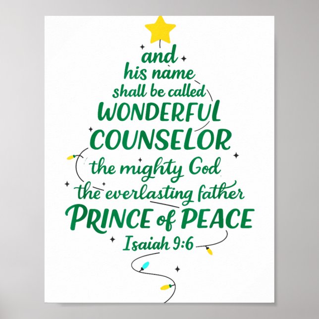 Christian Christmas Jesus Bible Names Xmas Tree Sh Poster (Front)