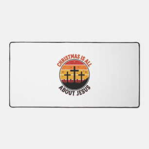 Christian Christmas Jesus Sunset Cross T-Shirt Des Desk Mat